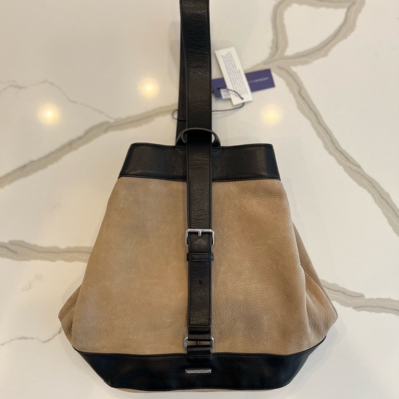 NWT Rebecca Minkoff Suede Leather Mission Sling Backpack with Leather Trim - Picture 2 of 9